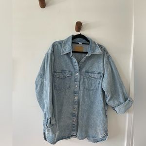 Oversized Denim Shacket, Light Wash, Size Medium